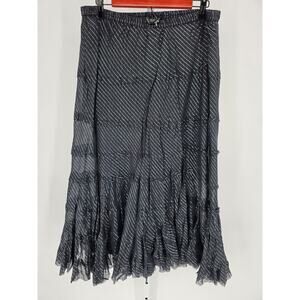 Kommotion NY Women's Elastic Waist Black Silver Striped Casual Skirt Size 2X